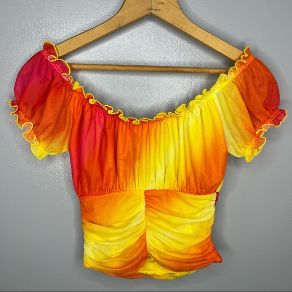 I.AM.GIA Orange and Yellow Tie Dye Hali Tie Front Top - Picture 6 of 6